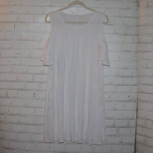 🤍 White Cold‑Shoulder Midi Dress · Size 2XL · airy elegance & modern romance